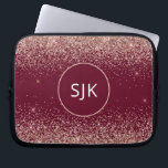 Burgundy Red Blush Pink Rose Gold Glitter Monogram Laptop Sleeve<br><div class="desc">Blush Pink - Rose Gold and Burgundy Red Faux Glitter and Sparkle Elegant Monogrammed Initials Case. This case can be customised to include your initial and first name.</div>