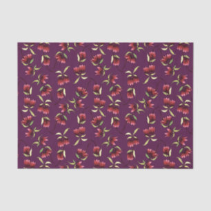 Burgundy Red Blush Pink Rustic Bohemian Floral Tissue Paper