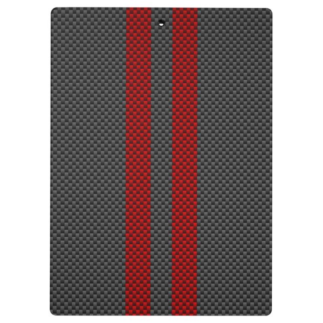 Burgundy Red Carbon Fibre Like Racing Stripes Clipboard (Back)