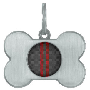 Burgundy Red Carbon Fibre Like Racing Stripes Pet Tag