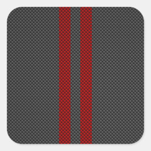 Burgundy Red Carbon Fibre Like Racing Stripes Square Sticker