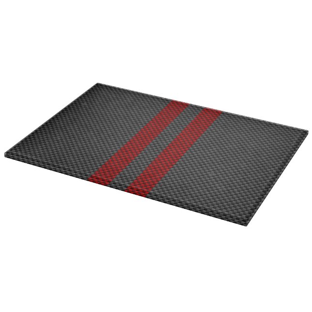 Burgundy Red Carbon Fibre Style Stripes Cutting Board (Corner)