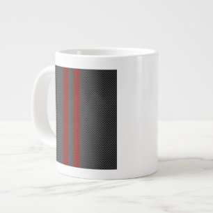 Burgundy Red Carbon Fibre Style Stripes Large Coffee Mug