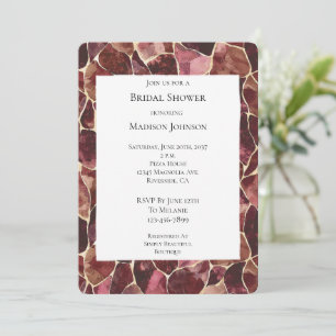 Burgundy Red Chic Abstract Bridal Shower Invitation
