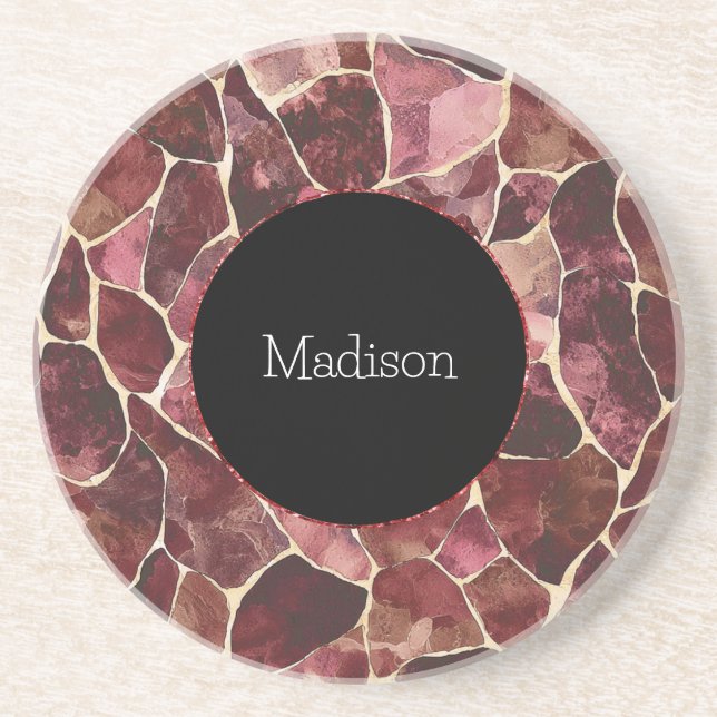 Burgundy Red Chic Abstract   Coaster (Front)
