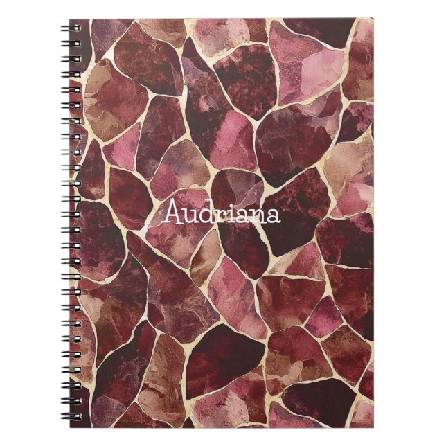 Burgundy Red Chic Abstract Notebook (Front)