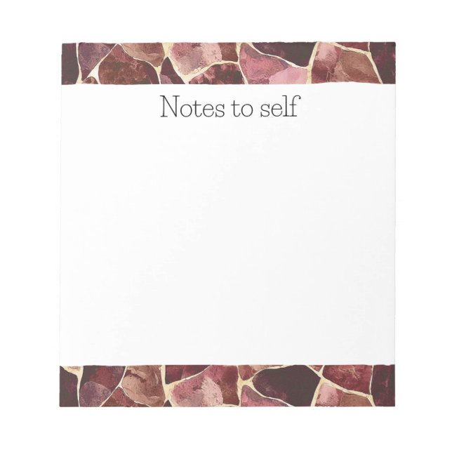 Burgundy Red Chic Abstract Notepad (Front)