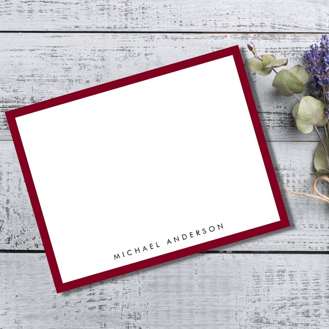 Burgundy Red Classic Border Correspondence      Card (Creator Uploaded)