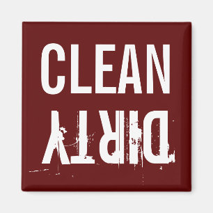 Burgundy Red Clean Dirty Dishwasher Kitchen Magnet