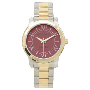 Burgundy Red Colour Background Personalise it Watch