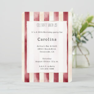 Burgundy Red Cream 50th Birthday   Invitation