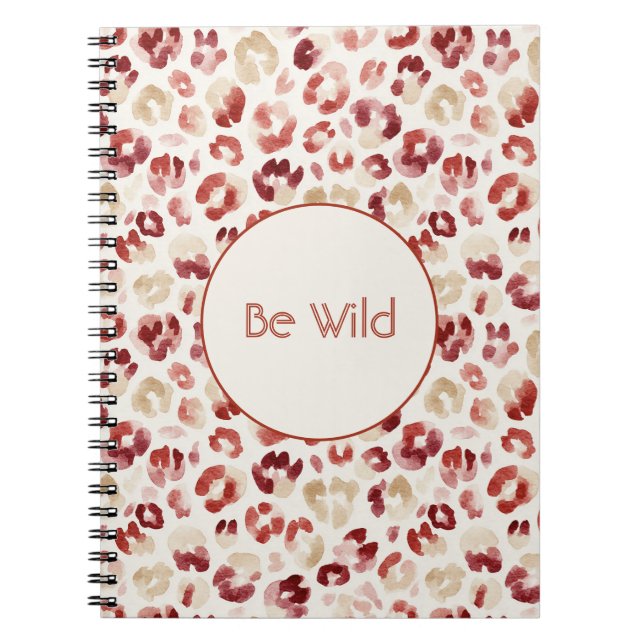 Burgundy Red Cream Leopard Be Wild Notebook (Front)