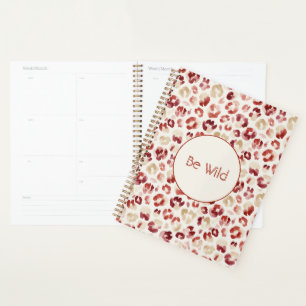 Burgundy Red Cream Leopard Be Wild Planner