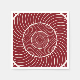 Burgundy red cream spiral snail fibonacci sequence napkin