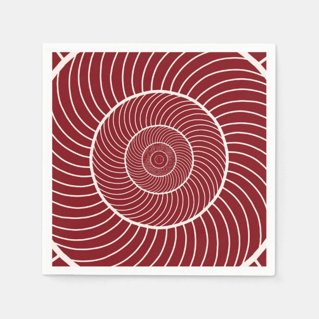 Burgundy red cream spiral snail fibonacci sequence napkin (Front)