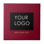 Burgundy Red Customisable Business Add Your Logo Ceramic Tile<br><div class="desc">Add your logo or image to this modern, elegant burgundy red design. You can simply add your company logo, image, or personal photo. Editable logo or photo business or individual personal gift for a friend, co-worker, or anyone else. Customisable company business employee staff modern design. Customisable logo modern business gifts....</div>