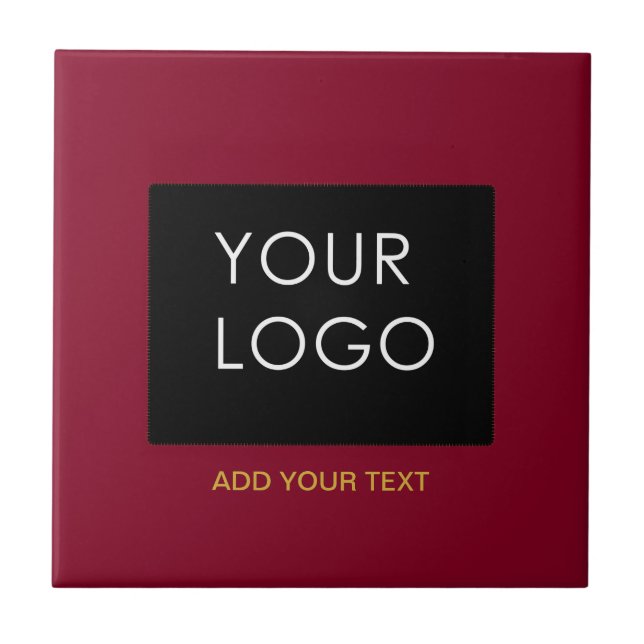 Burgundy Red Customisable Business Add Your Logo Ceramic Tile (Front)