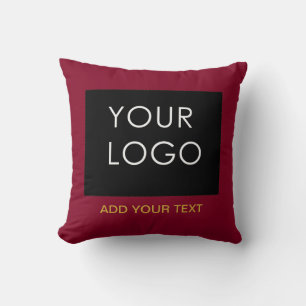 Burgundy Red Customisable Business Add Your Logo  Cushion
