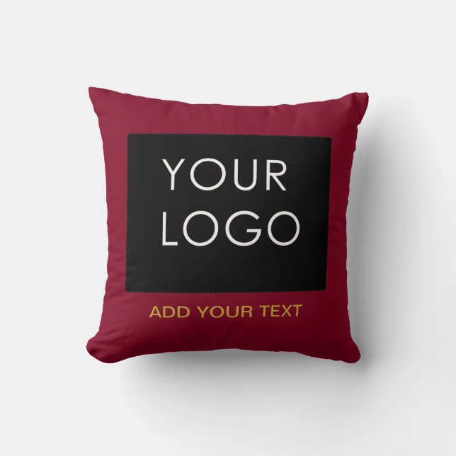 Burgundy Red Customisable Business Add Your Logo  Cushion (Front)