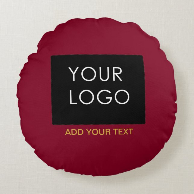 Burgundy Red Customisable Business Add Your Logo  Round Cushion (Front)