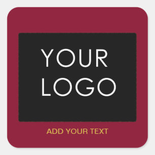 Burgundy Red Customisable Business Add Your Logo Square Sticker