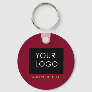 Burgundy Red Customizable Business Add Your Logo   Key Ring