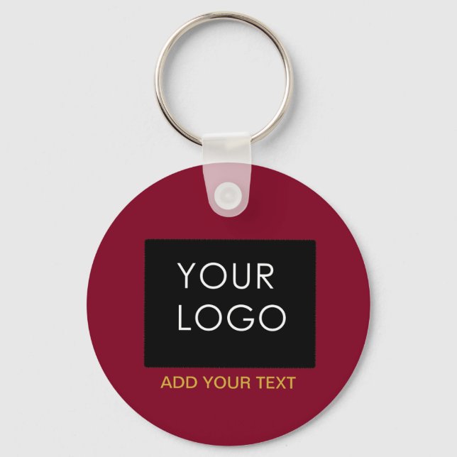 Burgundy Red Customizable Business Add Your Logo   Key Ring (Front)