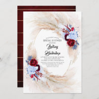 Burgundy Red Dusty Blue Pampas Grass Bridal Shower