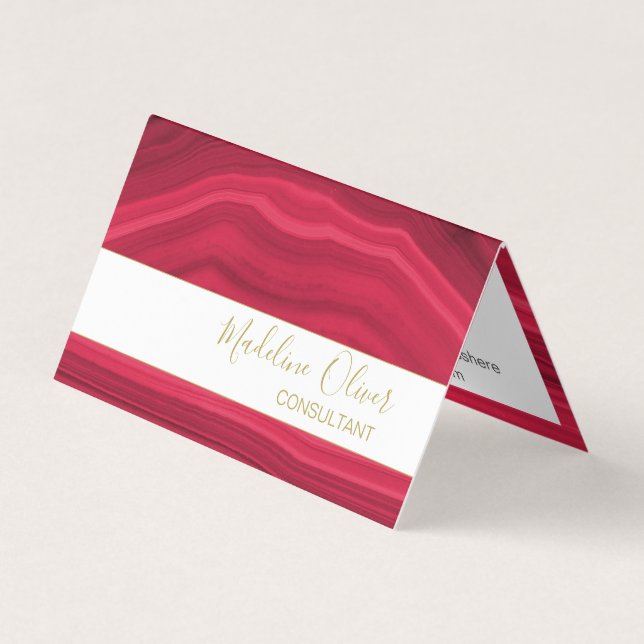 Burgundy Red Elegant Agate Modern Jewel Stylish Business Card (Front)