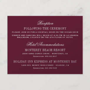 Burgundy Red Elegant Wedding Information Enclosure Card