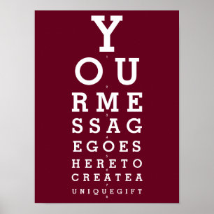 Burgundy Red Eyesight Chart Custom Message
