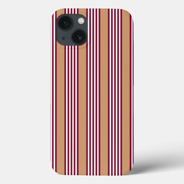 Burgundy red five stripes pattern Case-Mate iPhone case (Back)