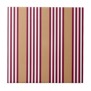 Burgundy red five stripes pattern ceramic tile