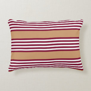 Burgundy red five stripes pattern decorative cushion