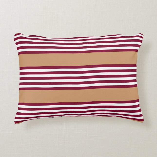 Burgundy red five stripes pattern decorative cushion (Front)