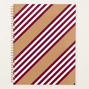 Burgundy red five stripes pattern planner