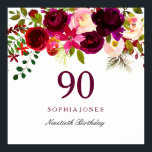 Burgundy Red Floral Boho 90th Birthday Party Poster<br><div class="desc">Burgundy Red Floral Boho 90th Birthday Party Poster

See matching collection in Niche and Nest Store</div>