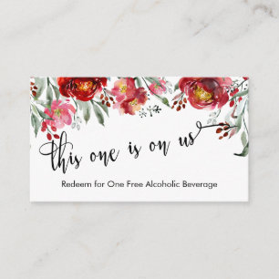 Burgundy Red Floral Drink Ticket Enclosures Enclosure Card