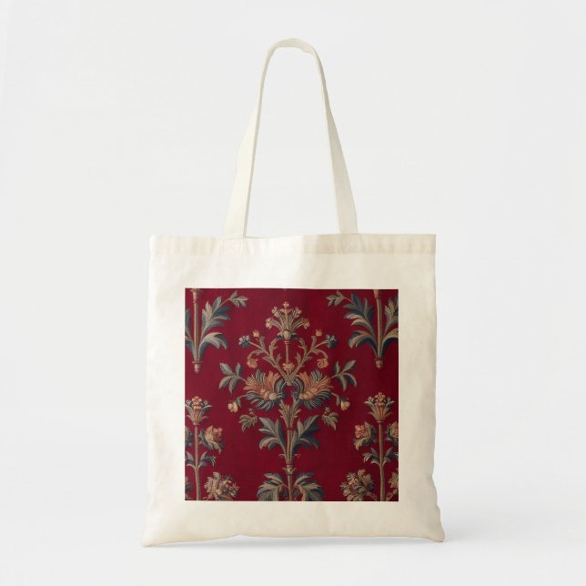 Burgundy red floral embroidery bag (Front)