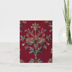 Burgundy red floral embroidery bag holiday card