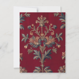 Burgundy red floral embroidery bag postcard