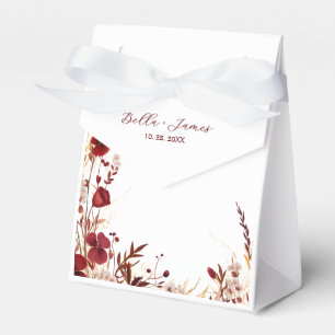 Burgundy Red Floral Foliage Favour Box