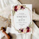 burgundy red floral geometric save the date card