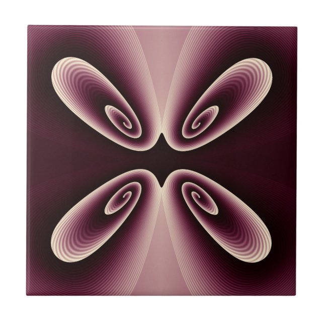 Burgundy Red Floral Petal Digital Pattern Ceramic Tile (Front)
