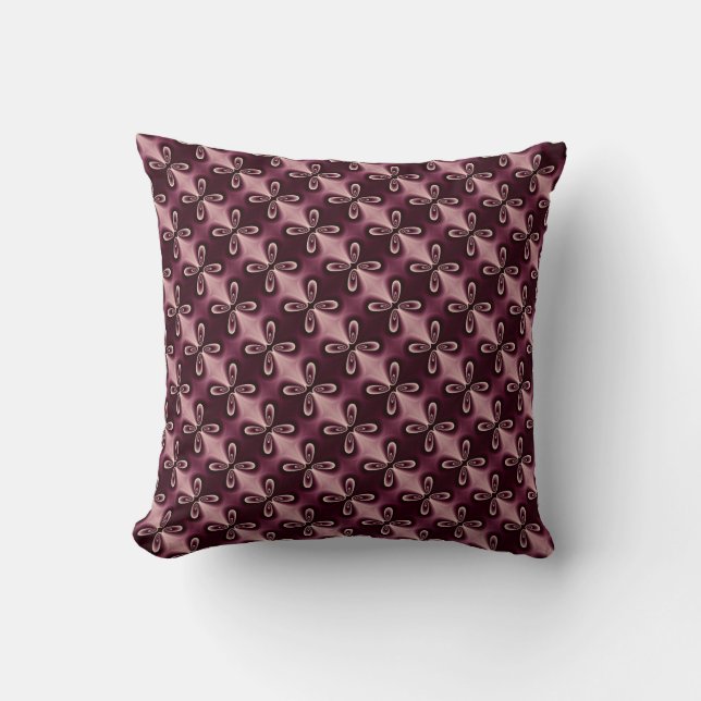 Burgundy Red Floral Petal Digital Pattern Cushion (Front)