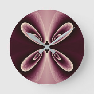 Burgundy Red Floral Petal Digital Pattern Round Clock