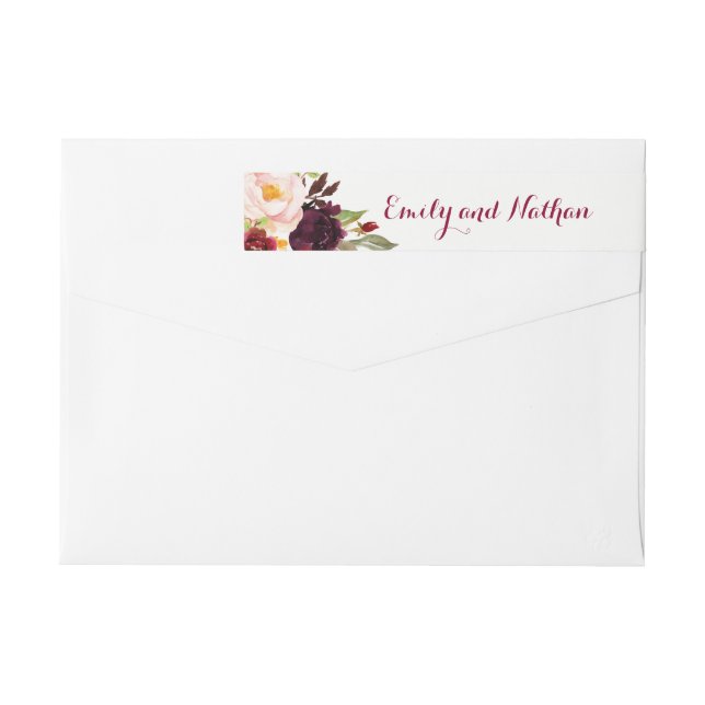 Burgundy Red Floral Wrap Around Label (Back)
