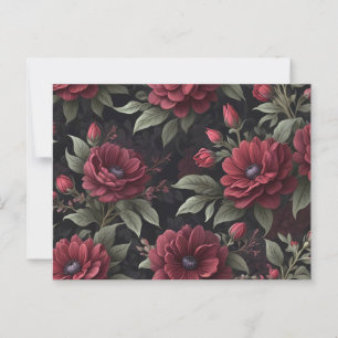 Burgundy Red Flowers Gothic Postcard