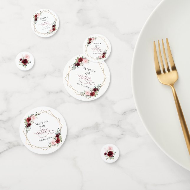 Burgundy Red Flowers, Pink Flowers, Birthday Confetti (Group)