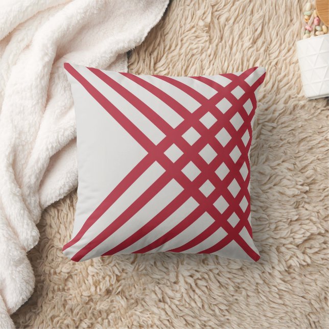 Burgundy Red Geometric Pattern Throw Pillow (Blanket)